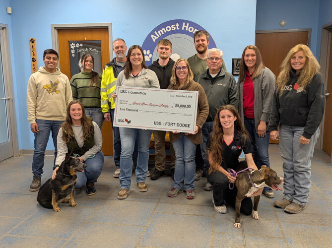 USG Fort Dodge plant awards $5,000 to Almost Home Humane Society of North Central Iowa